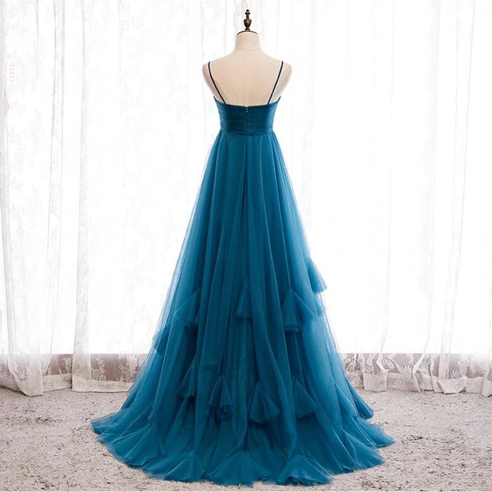 Gorgeous Peacock Blue Long Dress! - Picture 4 of 5